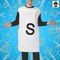 Salt Shaker Costume Funny White Tunic with S Print Headpiece Adult Halloween Party Outfit
